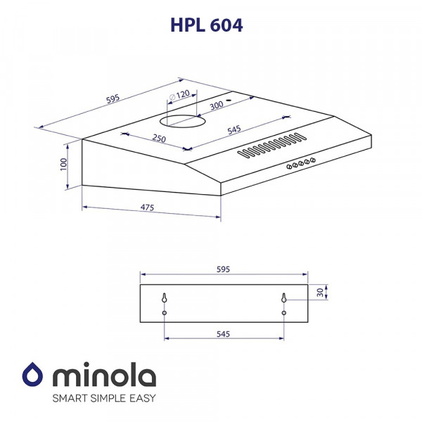 Витяжка плоска Minola HPL 604 WH